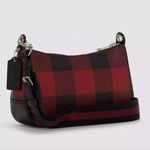Coach Jes Baguette With Buffalo Plaid Purse Crossbody Bag Red/Black Photo 2