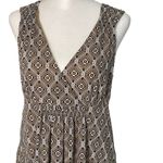 Michael Kors Womens V Neck Blouse Sleeveless Geometric Pleated Tan Size Medium Photo 1
