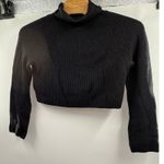 Leith Keith Black Ribbed‎ Knit Turtleneck Cropped Long Sleeve Sweater Photo 0