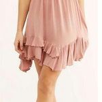 Free People  Adella Slip Dress Mini Rose Lace Adjustable Ruffle Smocked M New Photo 0