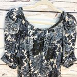 Soft Joie Puff Sleeved Shift Dress: Blue Floral Print Photo 3