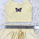 SheIn Yellow Velour Butterfly Crop Tank Top & Shorts Set Size XS Photo 3