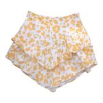 MOTHER NWT Women's Yellow/White Floral Leopard The Ruffle Denim Mini Skirt 26 Yellow Photo 5