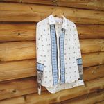 NWT Cream Print Western Blouse Top M Blue Size M Photo 1