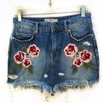 Free People Embroidered Denim Mini Skirt Photo 3