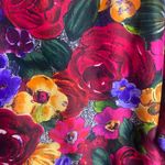 EXPRESS Vintage  Size M Silk Floral Button Down Blouse Shirt Top Funky Colorful Photo 1