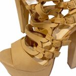 Speed Limit 98  Size 6 Tan Block Heel Buckle Up Shoe Photo 1