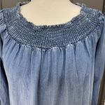 Isabel Maternity Soft Lightweight Chambray Pregnancy Dress On/Off Shoulder XL Blue Photo 4