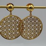 Tory Burch  perforated drop earrings, gold plated. New Photo 2