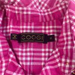 COOGI  Women's 1X Pink Plaid Button Down Western Blouse Rhinestone‎ Bling Photo 2
