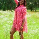 Boohoo PRINTED PUFF SLEEVE RUFFLE NECK SMOCK DRESS Photo 2