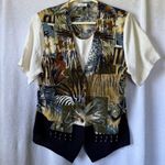 Vintage c.b. collections size medium blue funky vest blouse Photo 5