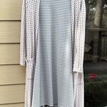 LuLaRoe Set Carly Striped Dress XS Sarah Textured Cardigan Duster S Gray Pink Photo 0