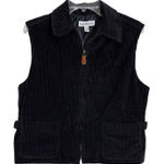 David Brooks Black Corduroy Zip Front Vest Women's Size Medium Utility Pockets Photo 0