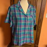 Vtg 70s Colorful Plaid Button Down Shirt Size L Photo 3