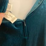 Joie  Teal velvet mock neck long sleeve top with beaded fringe hem M Photo 4