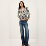 Ba&sh  Martha Floral Button-Up 3/4 Sleeve Blouse w shoulder pads Large Photo 3