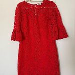 Boden pigeon and heart lace dress US size 4R ruffle sleeves holiday red Photo 0