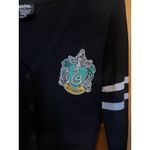 Harry Potter  Slytherin House Crest Cardigan Sweater Size Medium Embroidery Black Photo 2
