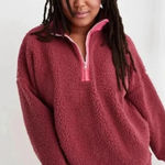 Aerie Dream Sherpa Quarter Zip Sweatshirt, Cherry Pink/Hot Pink Photo 0