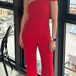 Likely Scarlet Red One-Shoulder Cap Sleeve Maxson Jumpsuit Size 10 Photo 4