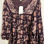 Wonderly  Dark Purple and Pink Floral Blouse Photo 0