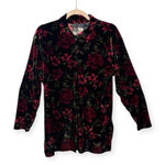 Laura Scott Vintage Y2K  Floral Velvet Blouse Burnout Whimsigoth Romantic M Photo 0