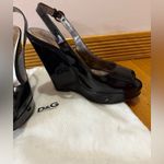 D&G Dolce & Gabbana Black Patent Leather Wedge Slingback Shoes 37 VINTAGE Y2K Photo 7