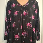 Lane Bryant  18 20 Floral V-Neck Long Sleeve Top Photo 5