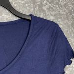 Abound  Women's Navy Blue Lettuce Hem Crop Top T-Shirt - Size Medium - Y2K Style Photo 1