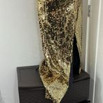 Vintage Nadine Size 9 Gold Sequin Formal Halter Neck Backless Dress Photo 13