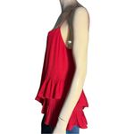 Madison Marcus  Women’s S Red Silk Double Ruffled Hem Spaghetti Strap Camisole Photo 3
