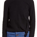 Madewell  Elwood Knot Front Long Sleeve Ribbed Black Top Size Small Photo 0
