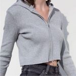 Brandy Melville Grey Ribbed Zip Up Photo 0