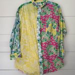 Lilly Pulitzer Women’s Medium Vintage Tiger Lilly Button Down Patchwork Blouse Photo 0