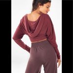 Fabletics | Liv Twist Front Cropped Hoodie Wine Photo 3