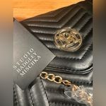 Badgley Mischka  Black Quilted Purse Vegan Leather Gold Chain Cross Body Bag NWT Photo 8