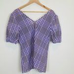 Anthropologie Mare Mare lilac and white plaid short sleeve tunic top. Size M Photo 4