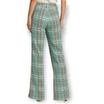 Tanya Taylor Tanya Taylor Fallon Green Houndstooth Plaid High Rise Semi Flare Pants Size 2 Photo 1