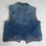 Hollister I Love H81 Denim Vest Women’s JR‎ Medium Blue Button-Up Floral Trim Pockets Photo 3
