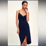 Lulus 2/$20 Special Guest Navy Blue Surplice Midi Dress Photo 2