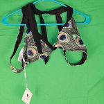 NWT Kamoni Womens Peacock Feather Print V Neck Cheeky Bikini Medium Large Brown Photo 1