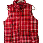 Lands’ End Down Puffer Vest Red Plaid Packable Lightweight Outerwear Size L Size L Photo 0