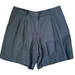Loft ER  Linen Blend Shorts Pleated High Waist Career Casual‎ Black Size 10 Photo 0