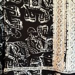 Merona Boho Shift Dress Size MEDIUM Black and Ivory Elephant Print Lace Trim Photo 4