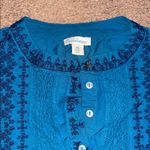 Sundance  Almara Floral Embroidered Balloon Sleeve Peasant Blouse Blue PS Photo 5