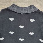 Lisa Todd Sweater Dress Medium Black Gray Heart Print Collared Long Sleeve Knit Photo 13