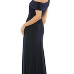 Mac Duggal Ieena For  Navy Blue Ruched One Shoulder Trumpet Gown Sz.2 NWT Photo 4