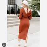 Pink Lily Burnt Orange Sweater Wrap midi Dress size medium Photo 1