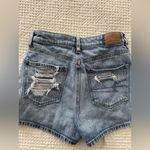 American Eagle  High Rise Distressed Denim Mom Shorts Comfort Stretch Waistband Photo 5